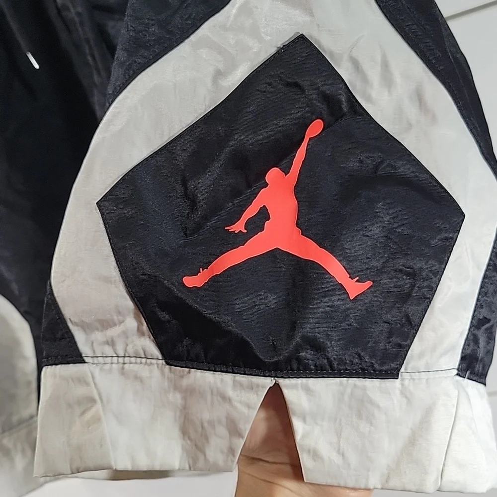 Jordan Men's Black and White Athletic Shorts with Red Jumpman